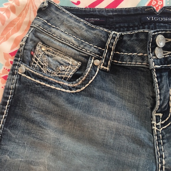 VIGOSS SZ 1/2 THE CHELSEA DENIM CAPRI LENGTH 21 - Picture 7 of 13